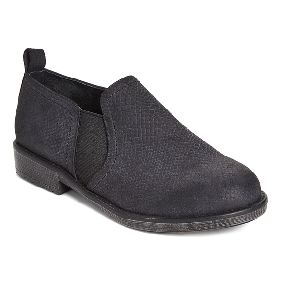 Black Perforated Low Profile Slip On Ankle Booties - Picture 1 of 2